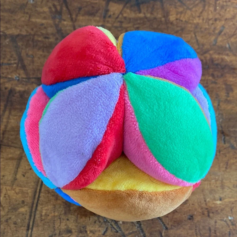 Eeboo Colorful Soft Sensory Chime Crinkle Ball Toy